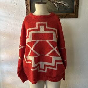 Vintage Unionbay Sweater M Red Southwest Aztec Knit Grunge Streetwear 80s 90s